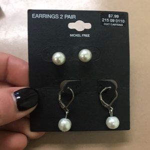 Earrings faux pearl two pair